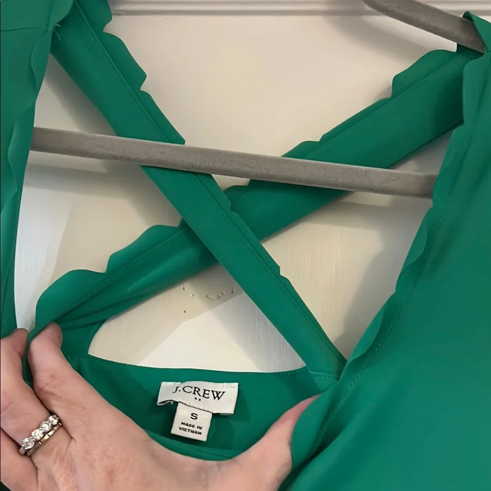 Emerald Green Scalloped Halter Mini Athletic Style Dress built in shorts - Picture 3 of 8